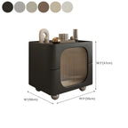 Minimalist Small Solid Wood Glass Cubic Black Nightstand