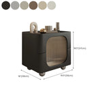 Minimalist Small Solid Wood Glass Cubic Black Nightstand