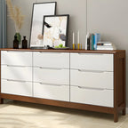 Narrow Rubberwood Natural Finish Double Dresser for Bedroom