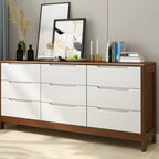 Narrow Rubberwood Natural Finish Double Dresser for Bedroom