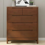 Narrow Rubberwood Natural Finish Double Dresser for Bedroom