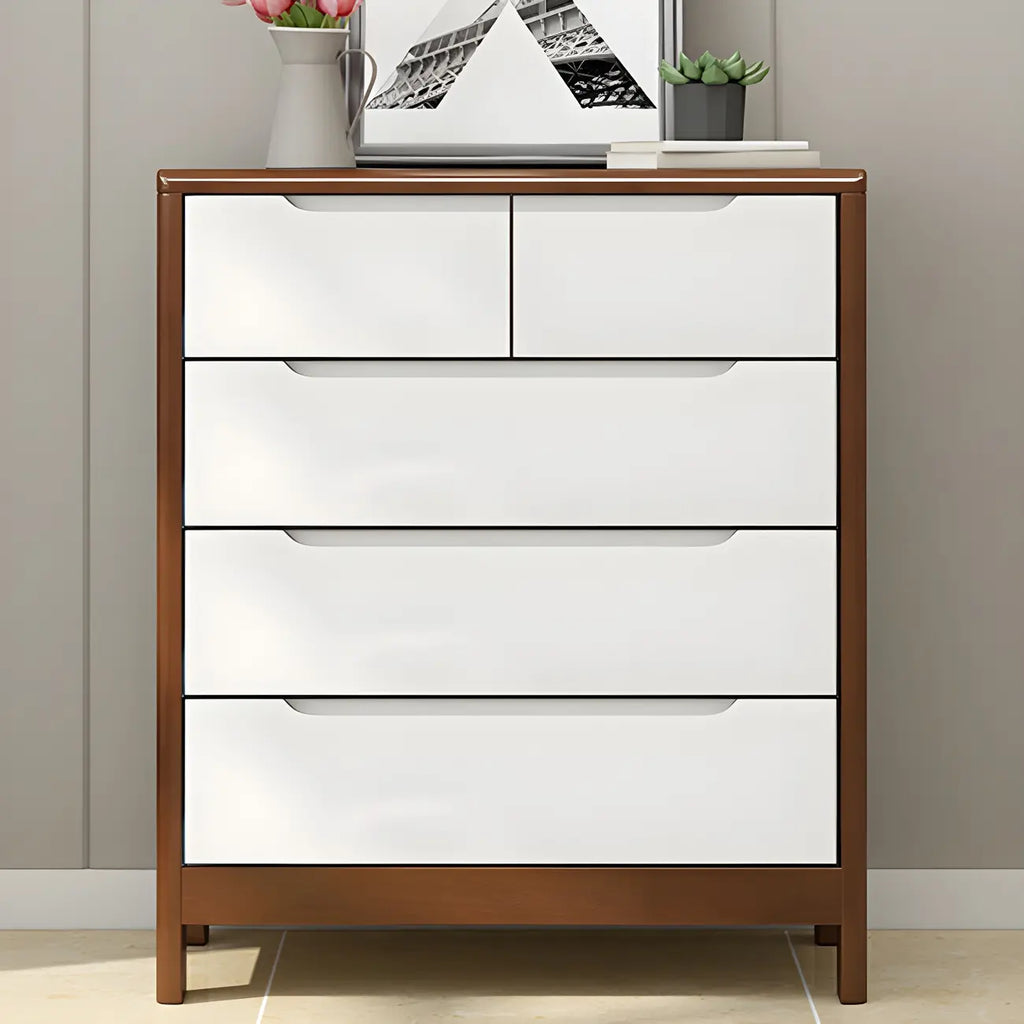 Narrow Rubberwood Natural Finish Double Dresser for Bedroom