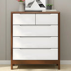 Narrow Rubberwood Natural Finish Double Dresser for Bedroom