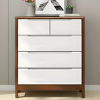 Narrow Rubberwood Natural Finish Double Dresser for Bedroom