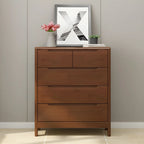 Narrow Rubberwood Natural Finish Double Dresser for Bedroom