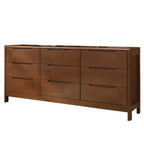 Narrow Rubberwood Natural Finish Double Dresser for Bedroom