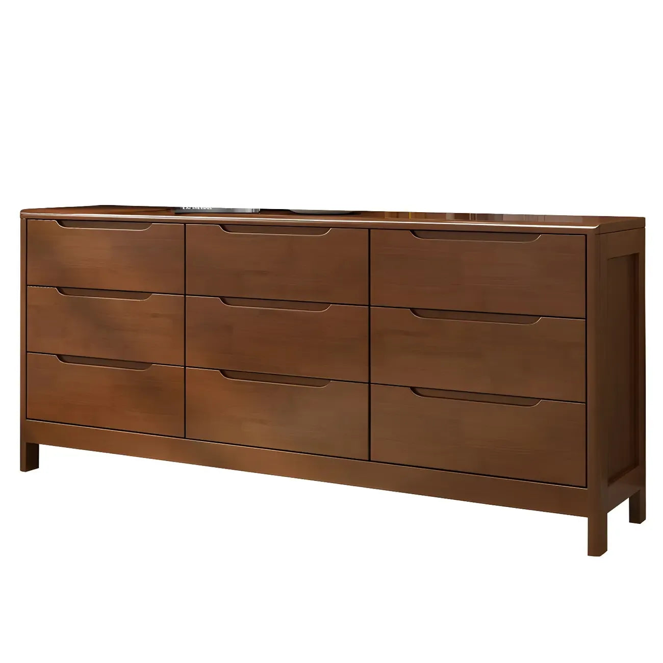 Narrow Rubberwood Natural Finish Double Dresser for Bedroom