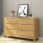 Narrow Rubberwood Natural Finish Double Dresser for Bedroom