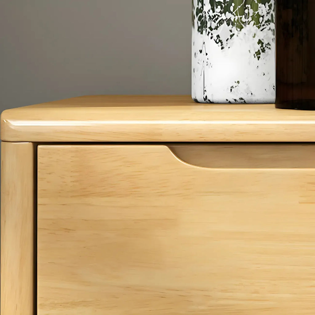 Narrow Rubberwood Natural Finish Double Dresser for Bedroom