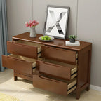 Narrow Rubberwood Natural Finish Double Dresser for Bedroom