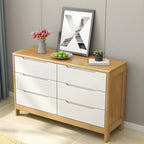 Narrow Rubberwood Natural Finish Double Dresser for Bedroom