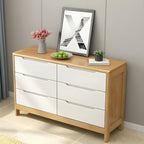 Narrow Rubberwood Natural Finish Double Dresser for Bedroom