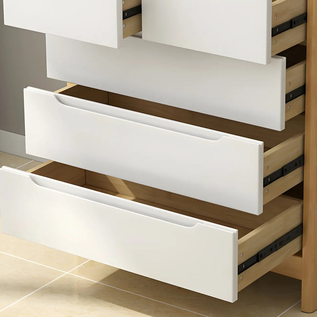 Narrow Rubberwood Natural Finish Double Dresser for Bedroom