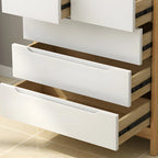 Narrow Rubberwood Natural Finish Double Dresser for Bedroom