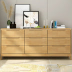 Narrow Rubberwood Natural Finish Double Dresser for Bedroom