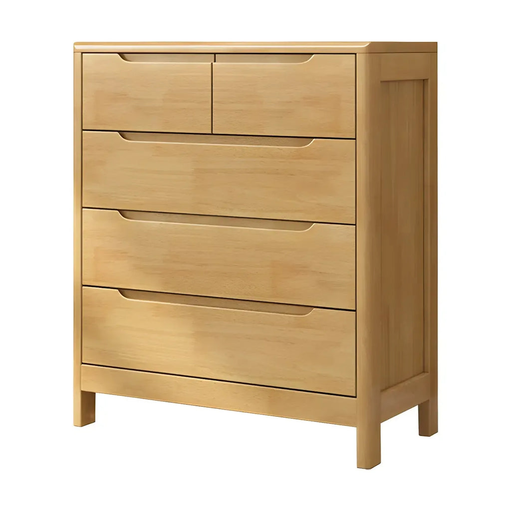 Narrow Rubberwood Natural Finish Double Dresser for Bedroom