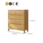 Narrow Rubberwood Natural Finish Double Dresser for Bedroom