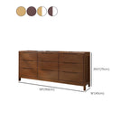 Narrow Rubberwood Natural Finish Double Dresser for Bedroom