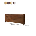 Narrow Rubberwood Natural Finish Double Dresser for Bedroom