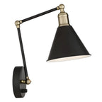 Vintage Metal Black Swing Arm Cone Shade Wall Light