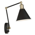 Vintage Metal Black Swing Arm Cone Shade Wall Light