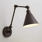 Vintage Metal Black Swing Arm Cone Shade Wall Light