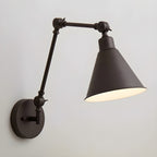 Vintage Metal Black Swing Arm Cone Shade Wall Light