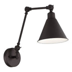 Vintage Metal Black Swing Arm Cone Shade Wall Light