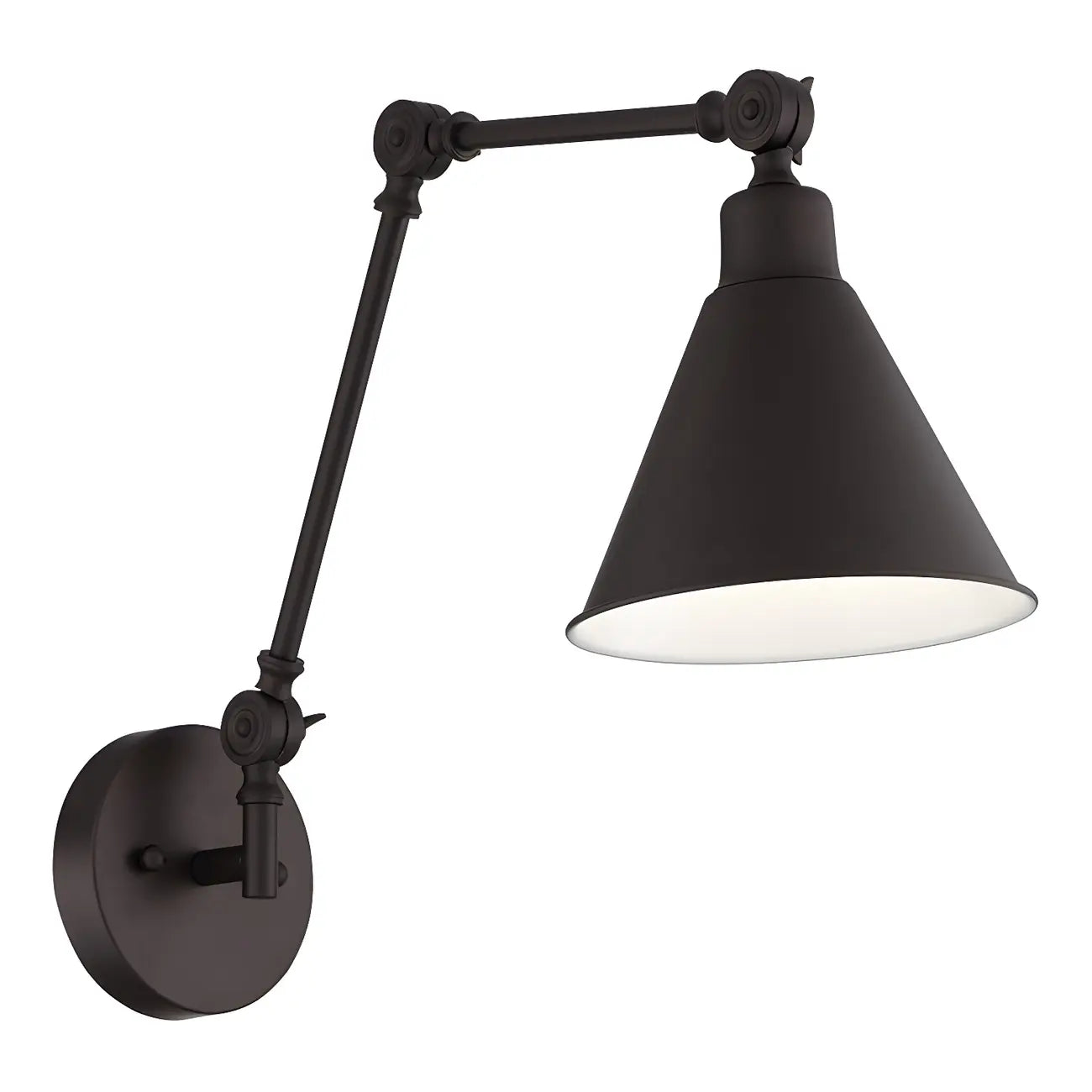 Vintage Metal Black Swing Arm Cone Shade Wall Light