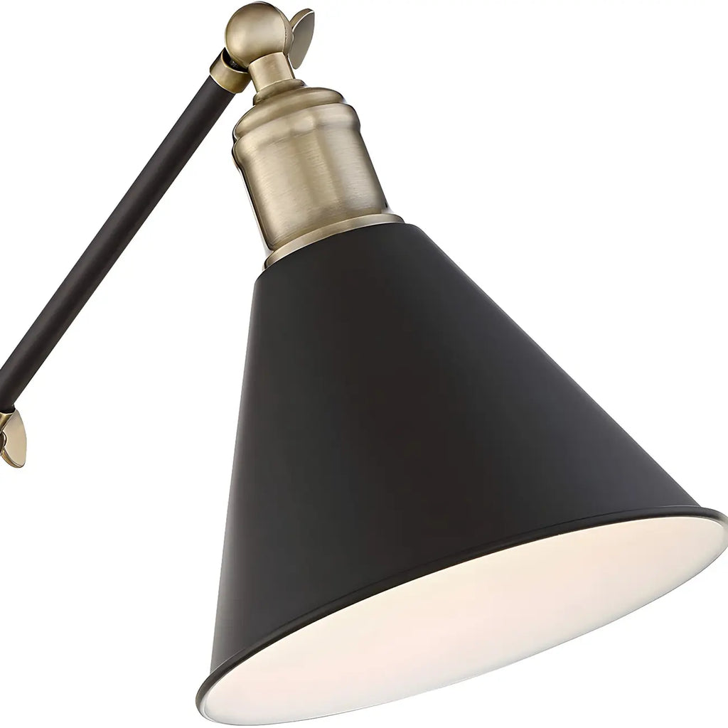 Vintage Metal Black Swing Arm Cone Shade Wall Light