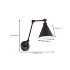 Vintage Metal Black Swing Arm Cone Shade Wall Light