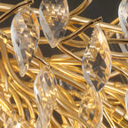 Elegant Gold Branch Crystal Chandelier Adjustable Height