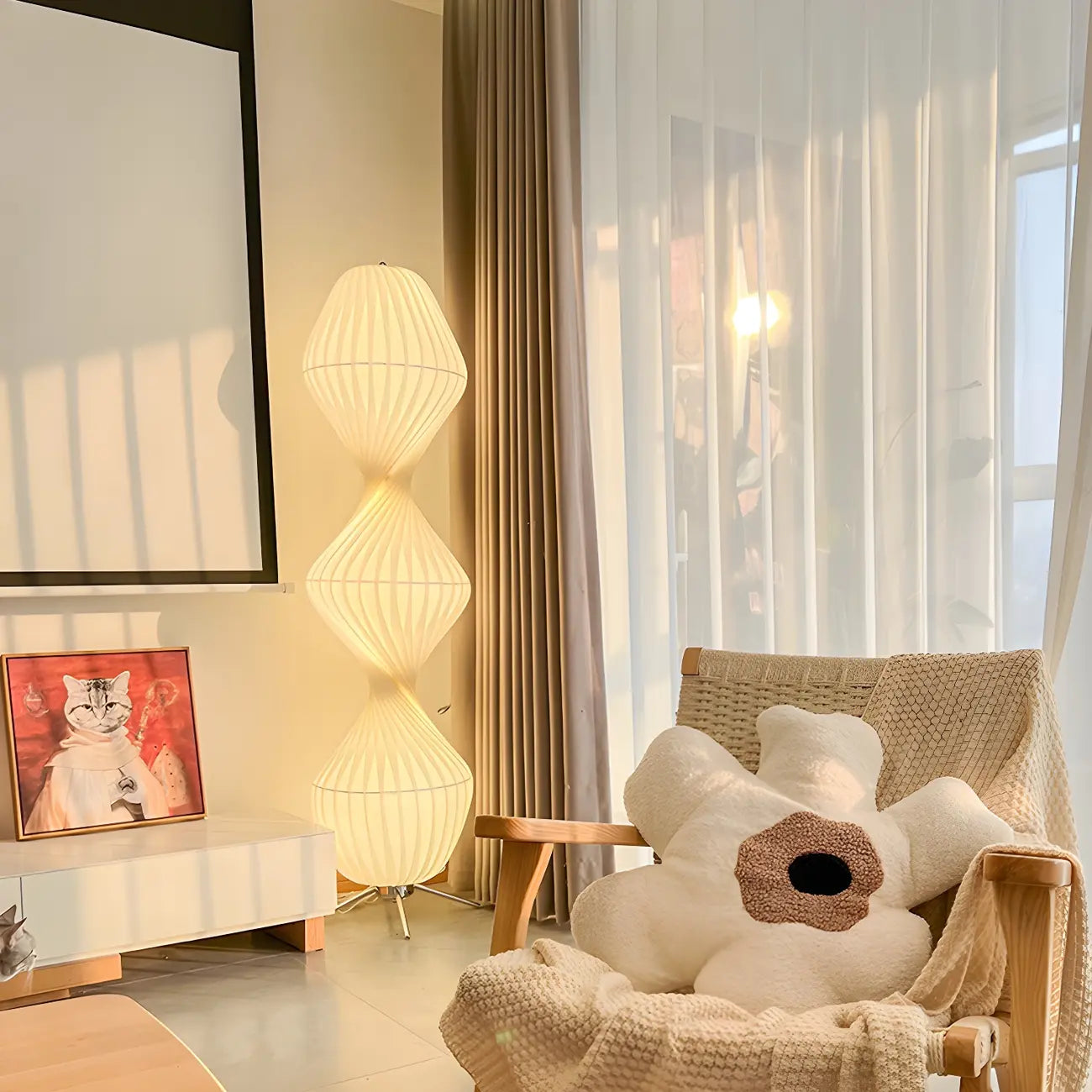 Unique Fabric Plug-In Lights Floor Lamp for Living Spaces