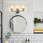 Classic Silver Tube Vanity Lights with Glass Shade for Bathroom