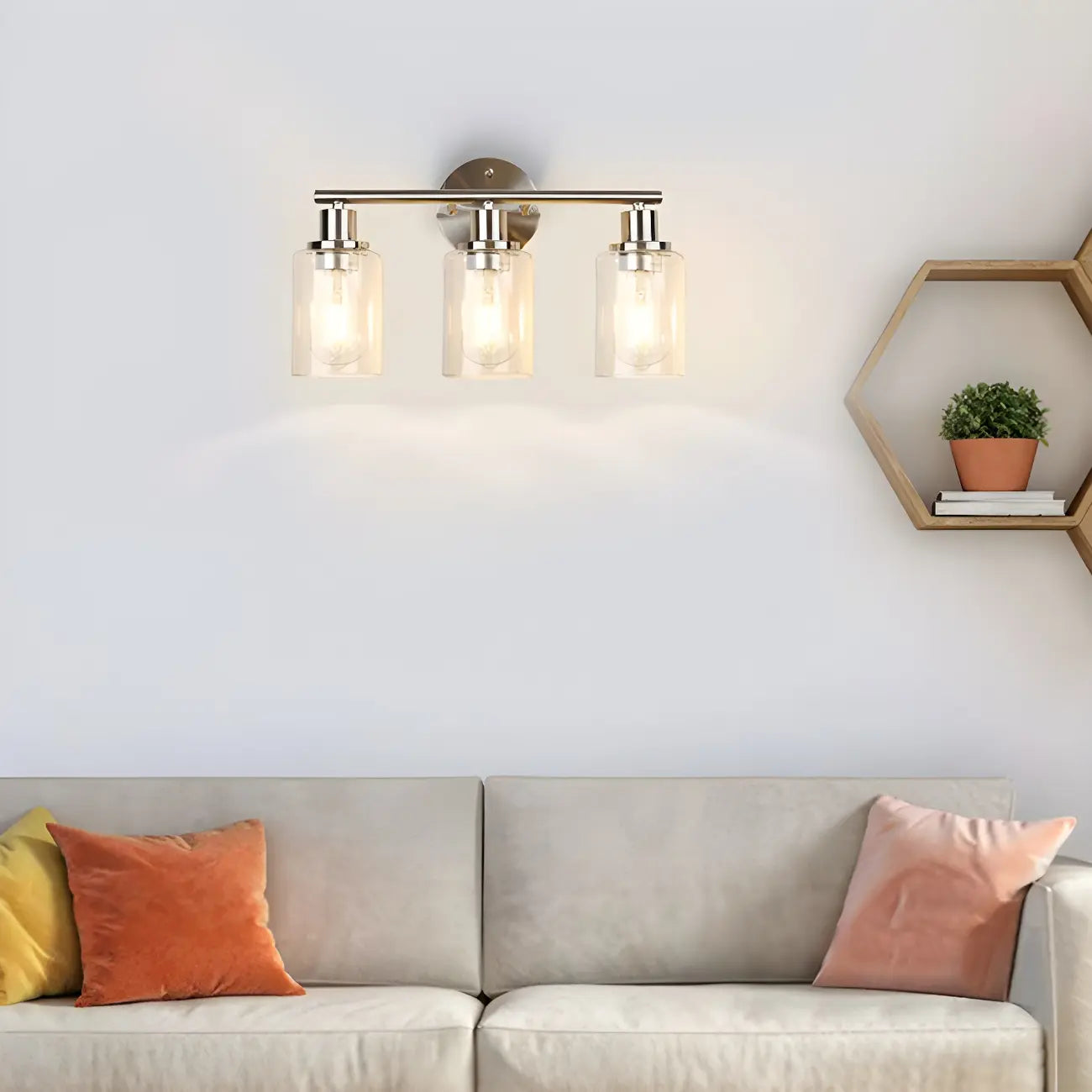 Classic Silver Tube Vanity Lights with Glass Shade for Bathroom