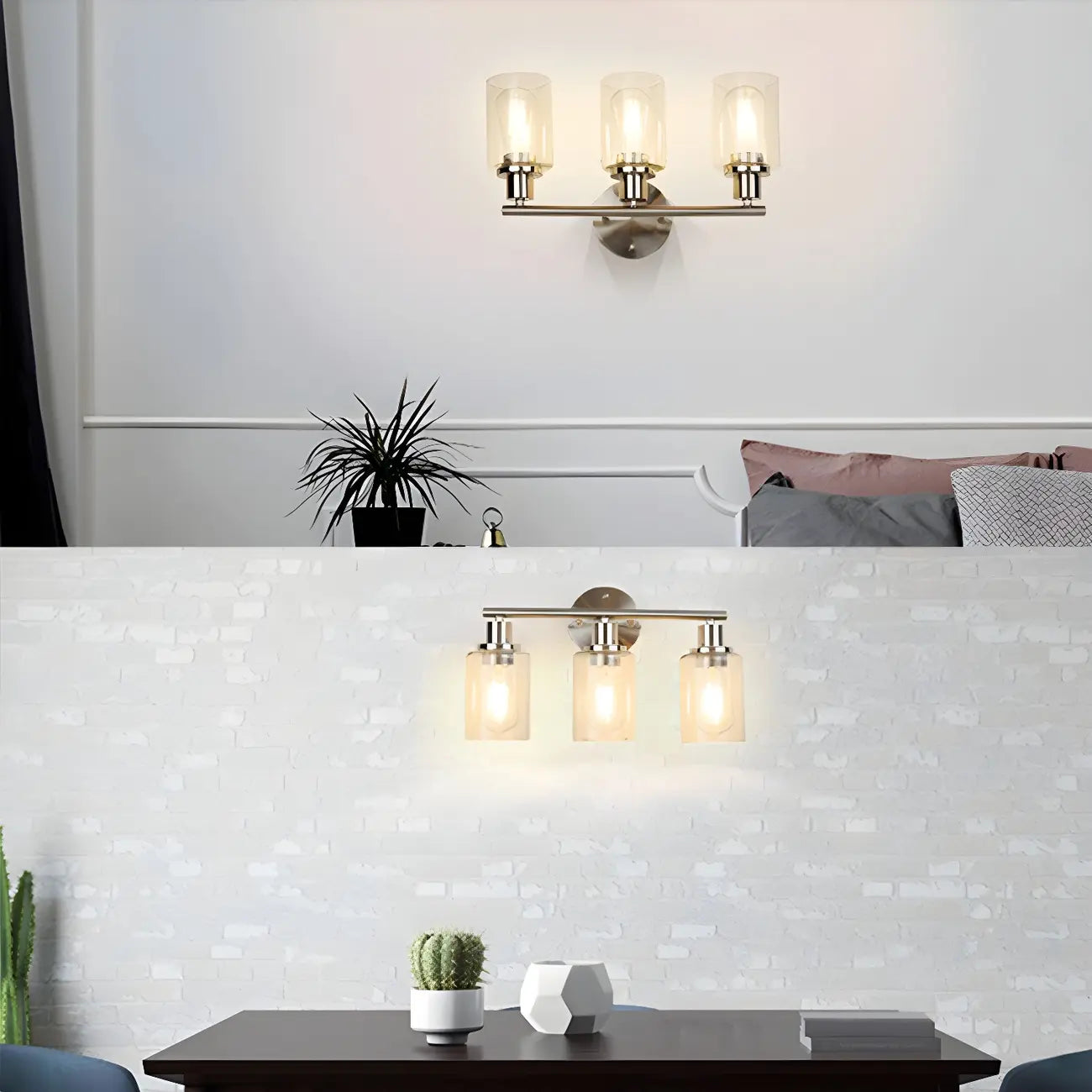 Classic Silver Tube Vanity Lights with Glass Shade for Bathroom