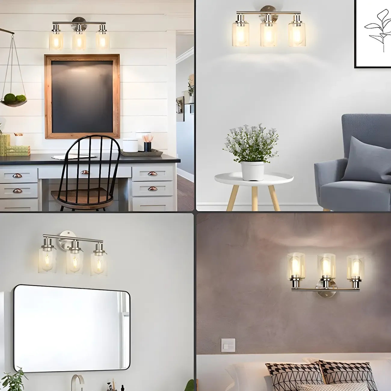 Classic Silver Tube Vanity Lights with Glass Shade for Bathroom