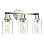 Classic Silver Tube Vanity Lights with Glass Shade for Bathroom