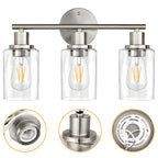 Classic Silver Tube Vanity Lights with Glass Shade for Bathroom