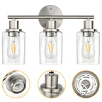 Classic Silver Tube Vanity Lights with Glass Shade for Bathroom