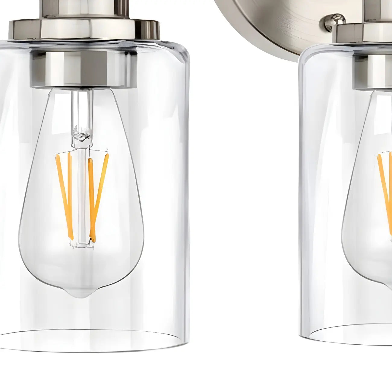 Classic Silver Tube Vanity Lights with Glass Shade for Bathroom