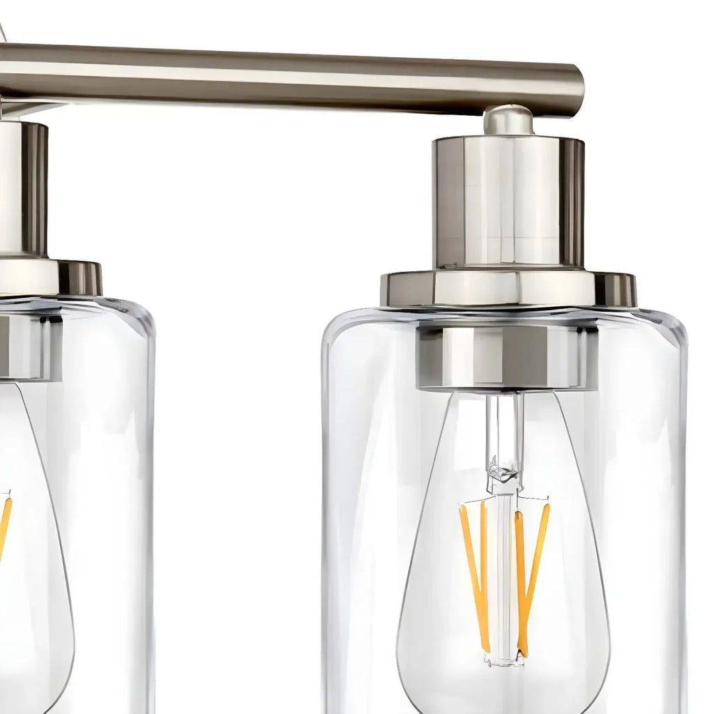 Classic Silver Tube Vanity Lights with Glass Shade for Bathroom