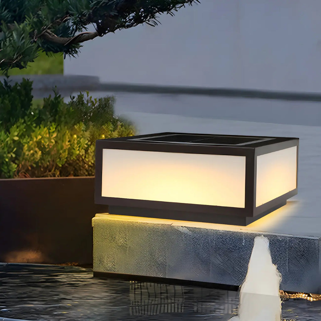 Simple Flat Solar Cubic Outdoor Post Lights