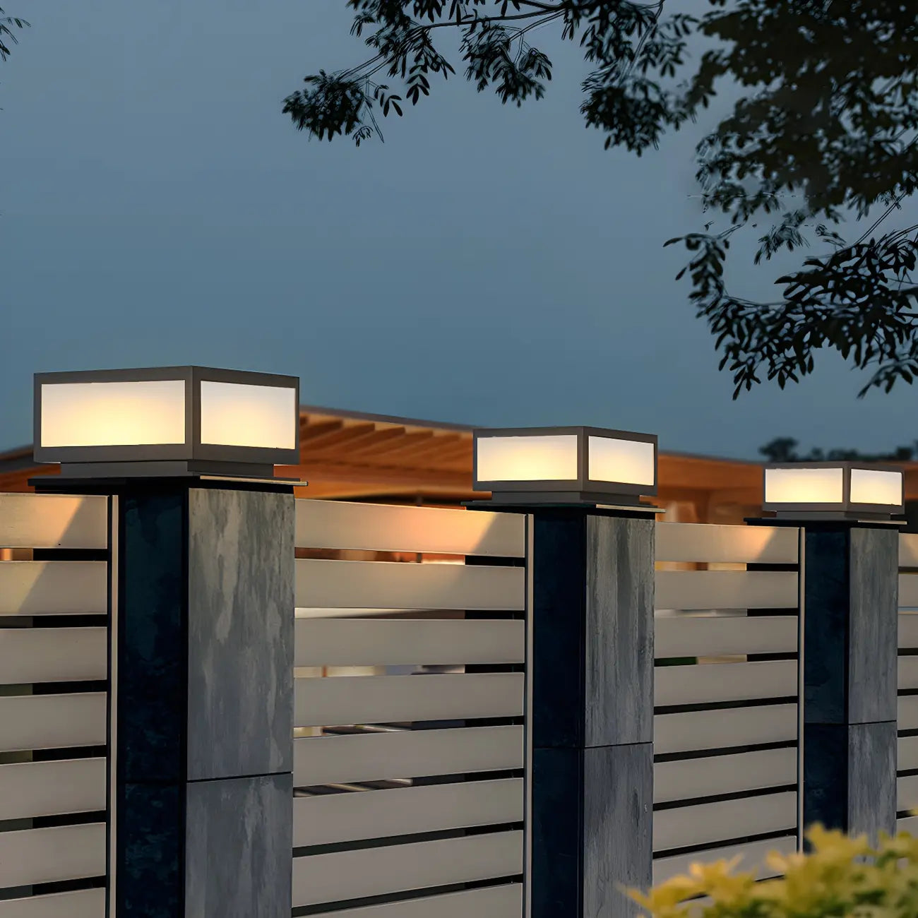 Simple Flat Solar Cubic Outdoor Post Lights