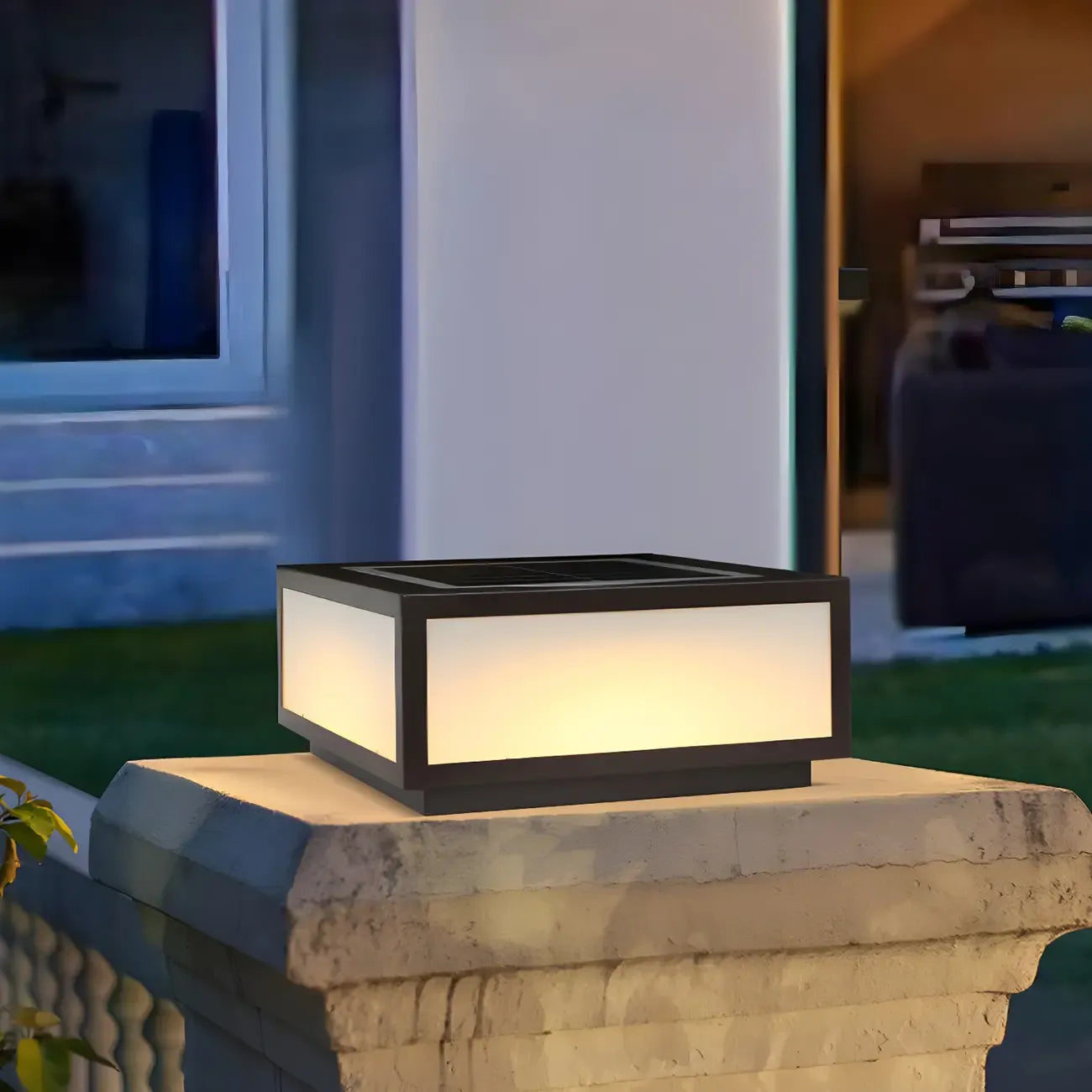Simple Flat Solar Cubic Outdoor Post Lights