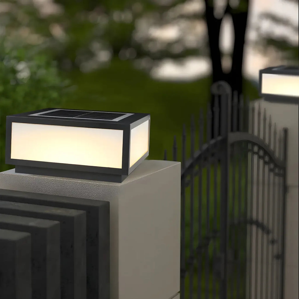 Simple Flat Solar Cubic Outdoor Post Lights
