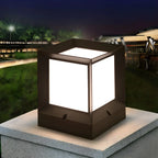 Minimalist Metal Black Square Outdoor Post Cap Light