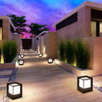 Minimalist Metal Black Square Outdoor Post Cap Light