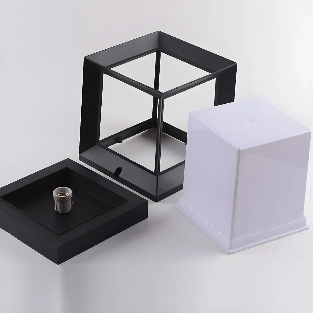 Minimalist Metal Black Square Outdoor Post Cap Light