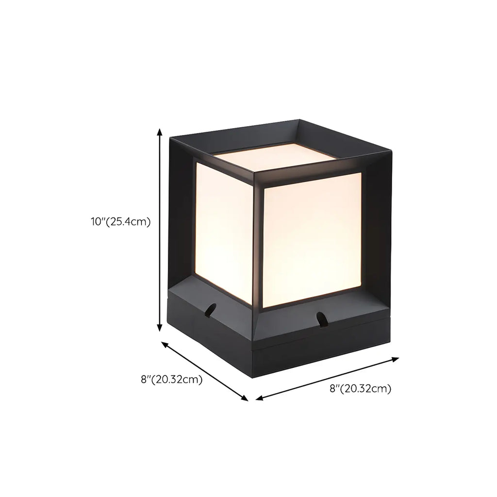 Minimalist Metal Black Square Outdoor Post Cap Light